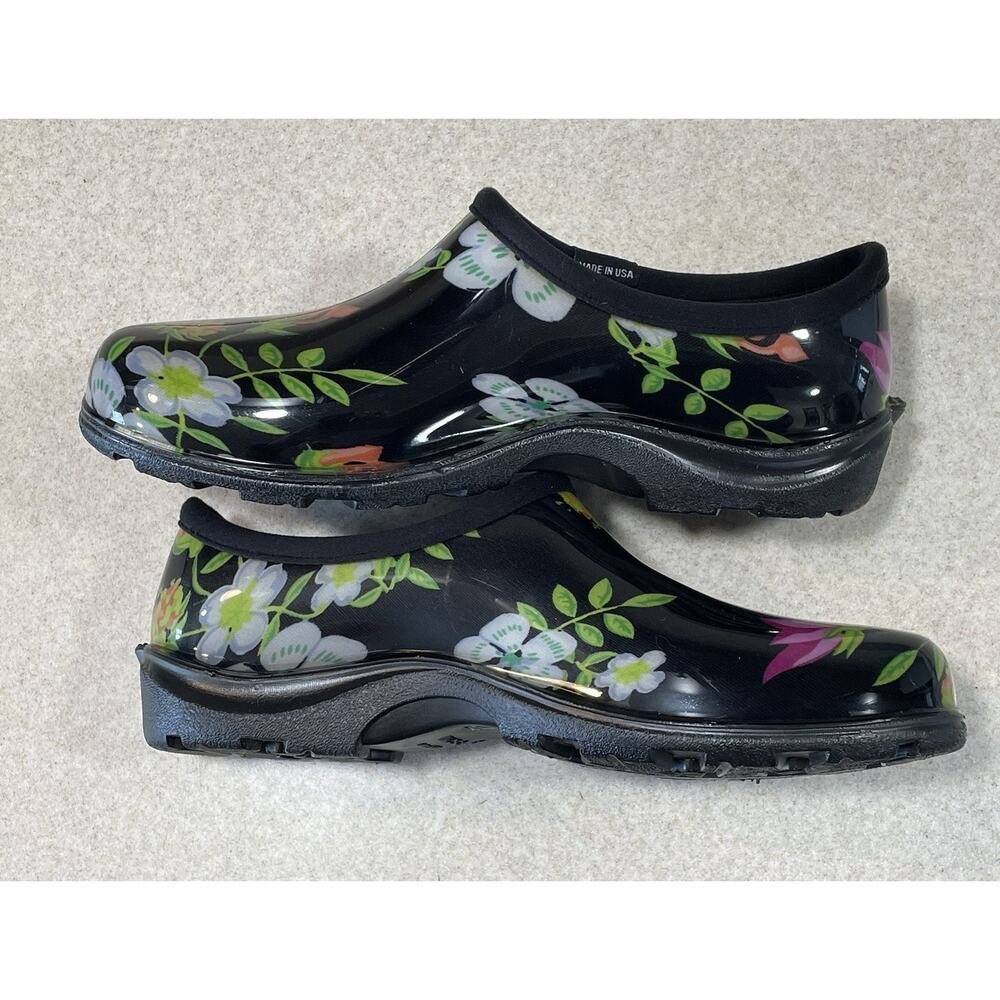 Sloggers Waterproof Flower Slip On Garden Shoes Meadow Black Women’s Size 8 - Picture 5 of 8